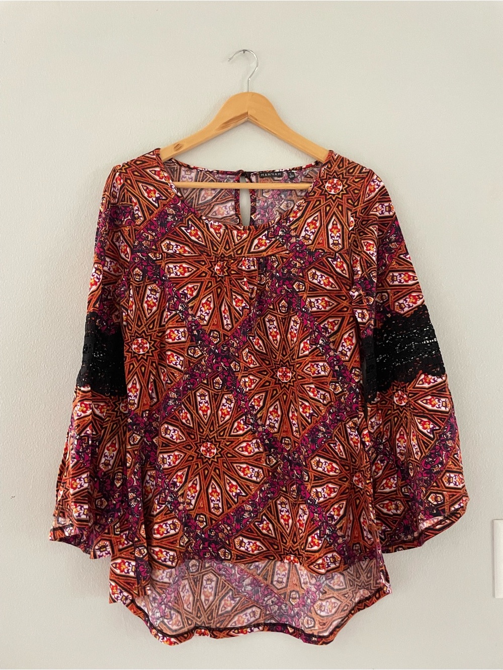 Hannah Multicolor Geometric Bell Sleeve Blouse